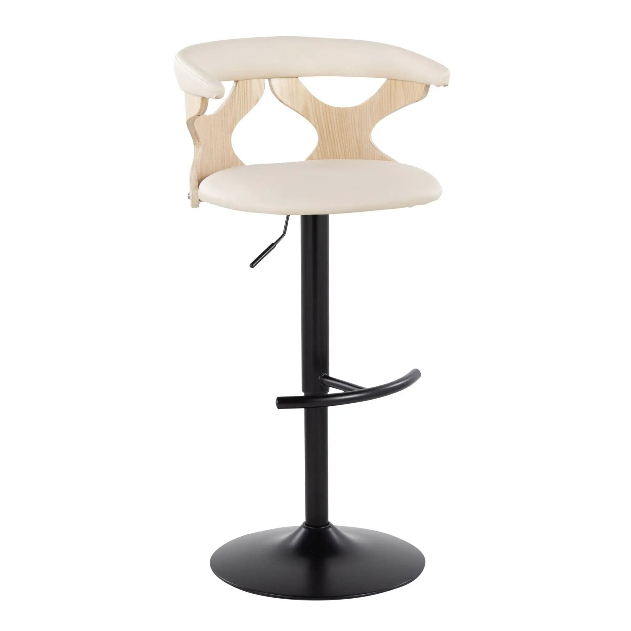 Gardenia - Contemporary Adjustable Barstool With Swivel With Rounded T Footrest (Set of 2) by Unique Piece Furniture