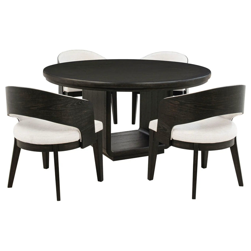 Leandro 5-piece Round Dining Table Set Burnished Black by Unique Piece Furniture