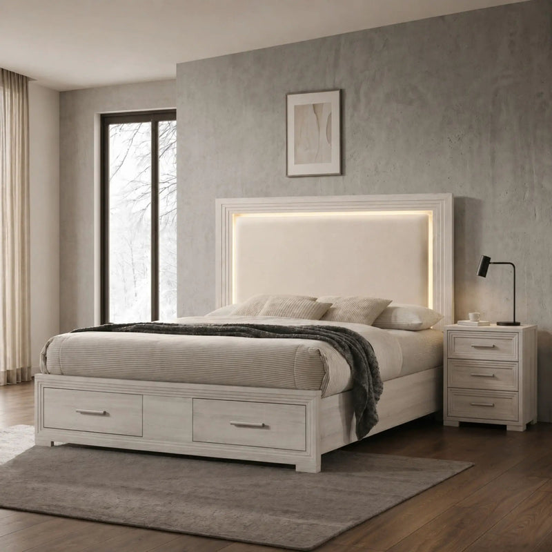 Colorado - Bedroom Set With Upholstered LED Headboard by HouseOfZazla