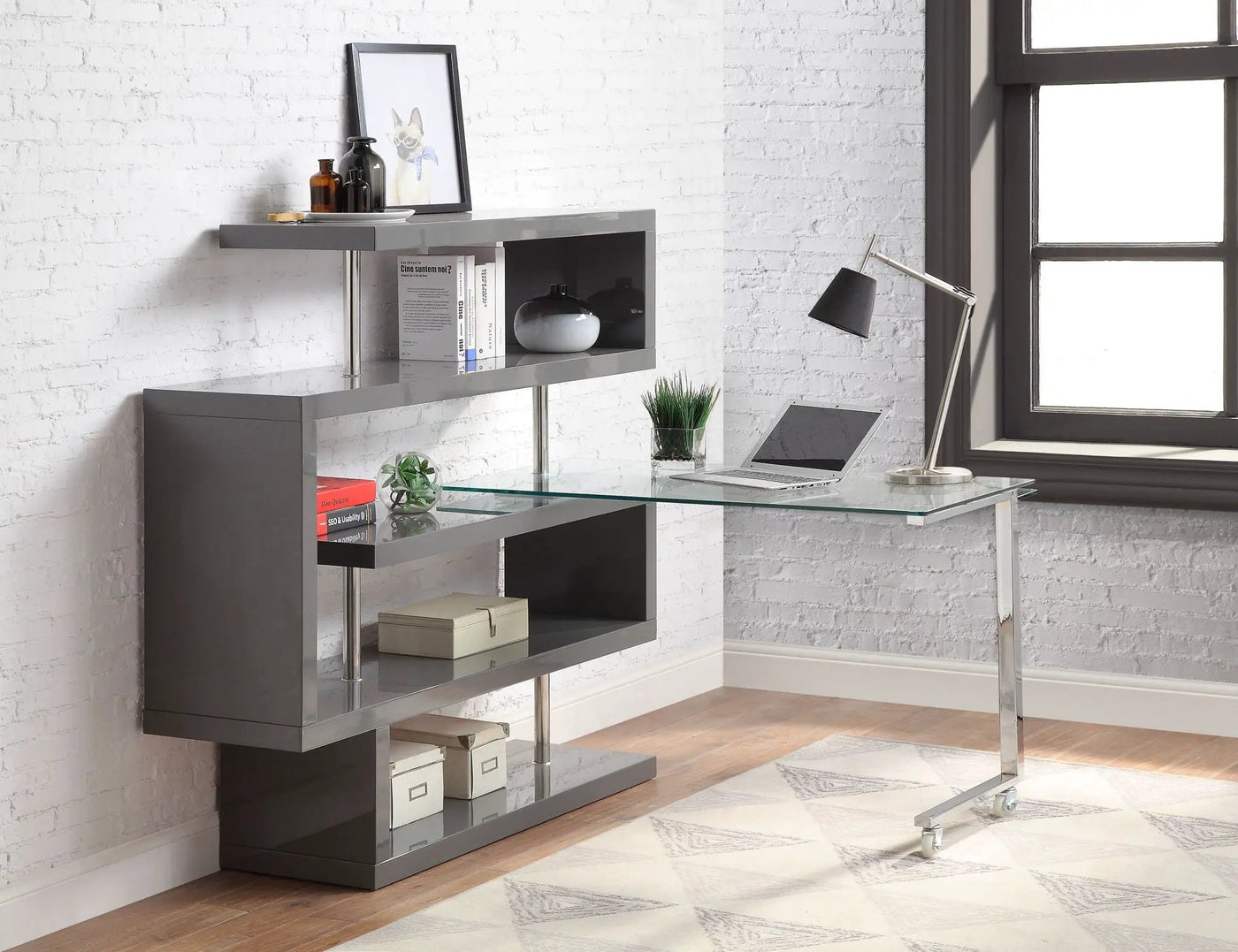 Buck II - Writing Desk With Bookshelf by Unique Piece Furniture