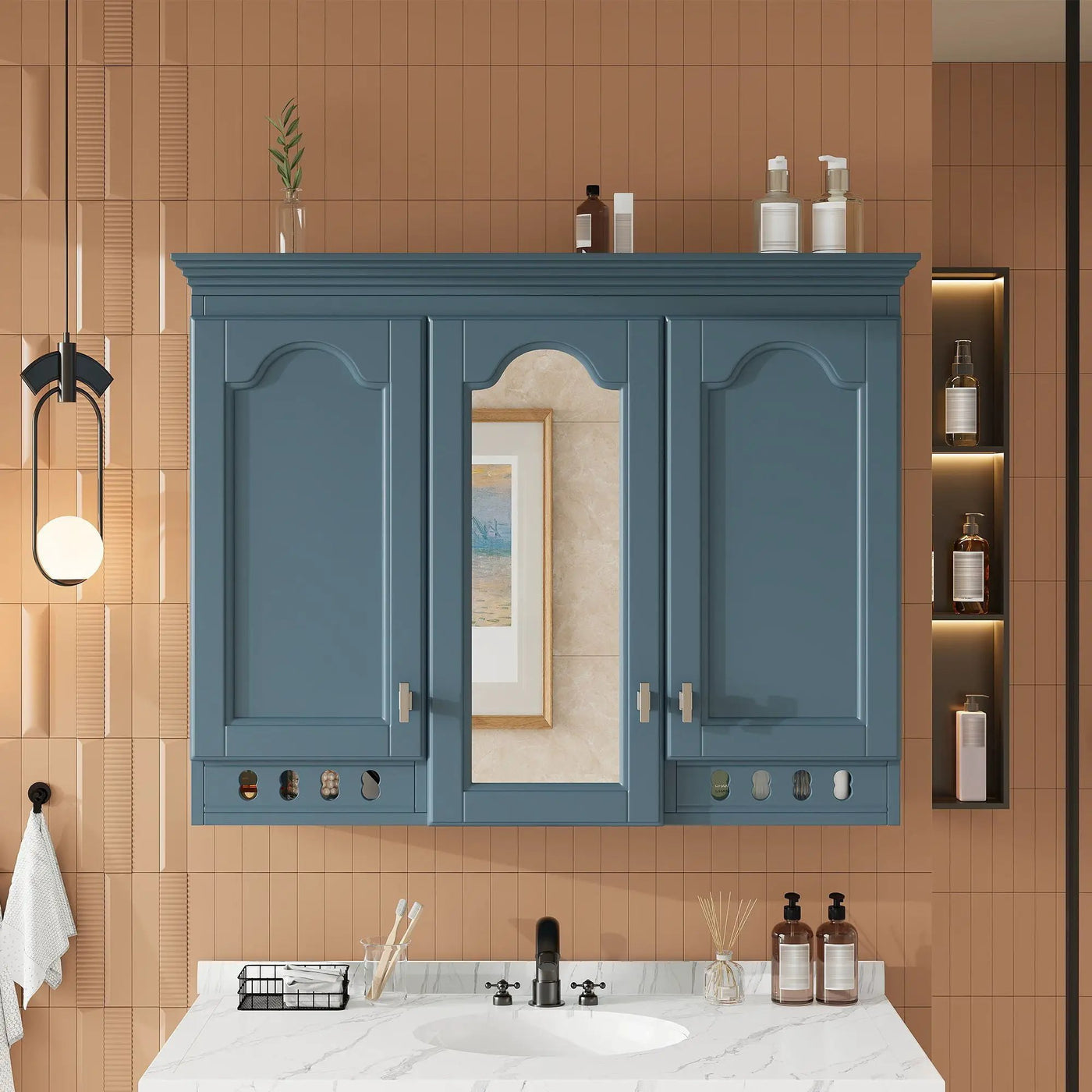 Wall Mount Mirror Cabinet With Adjustable Shelves, Soft Closing Hinges by Unique Piece Furniture