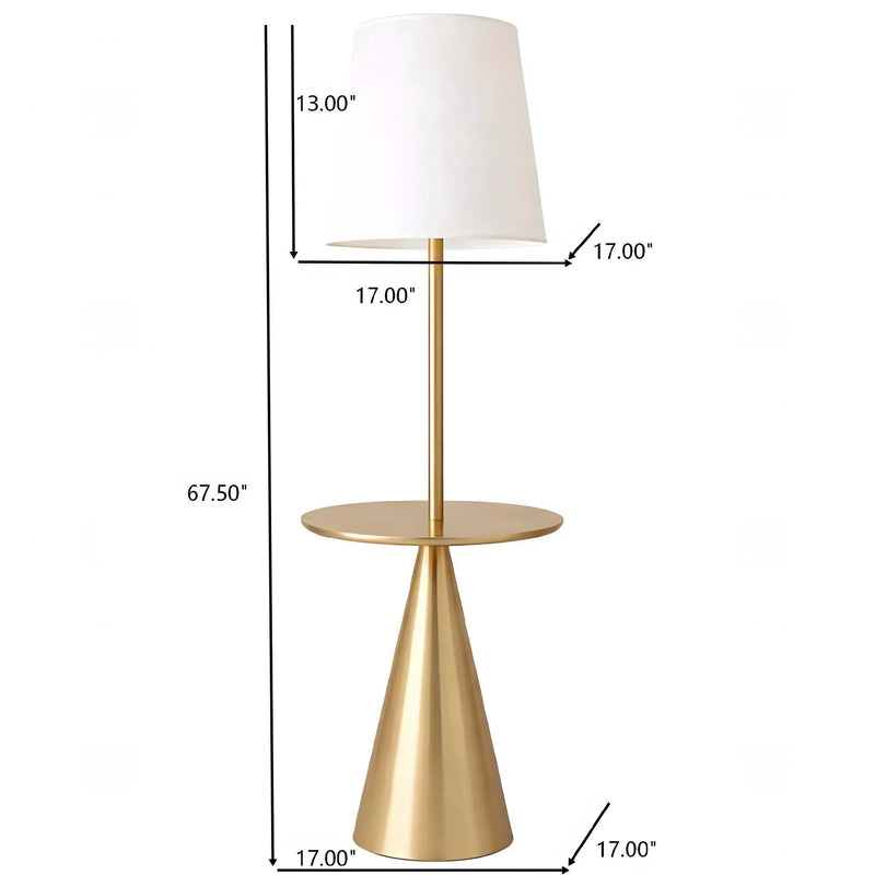 Celestial - Modern Floor Lamp With Accent Table With Large Shade - Gold / White by Unique Piece Furniture