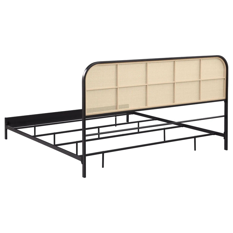 Amherst Radio Weave Rattan Metal Eastern King Bed Black by Unique Piece Furniture