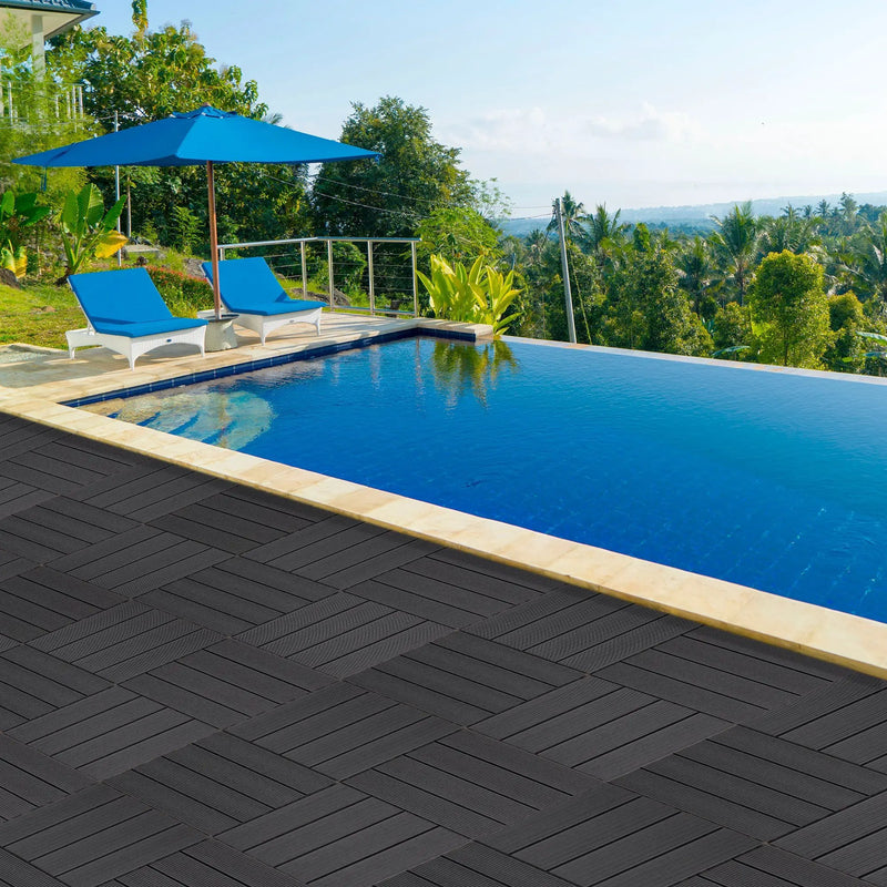 Tiles 9PCS Waterproof Outdoor and Indoor Flooring for Patio, Balcony, Porch, Backyard, Bedroom by HouseOfZazla