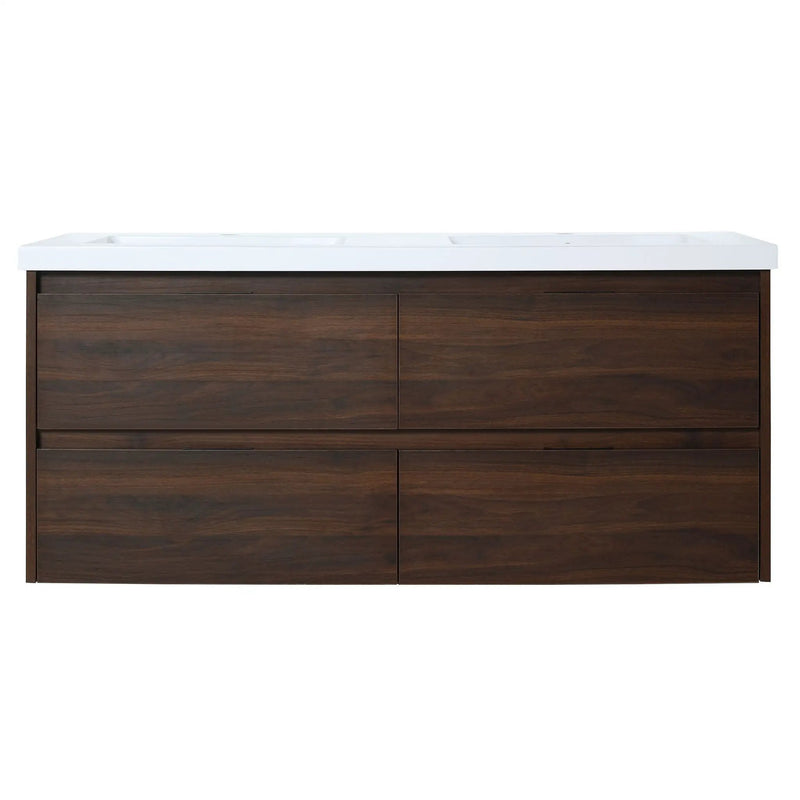 Modern Floating Bathroom Vanity With Dual Resin Sink, Soft Close Drawers by HouseOfZazla