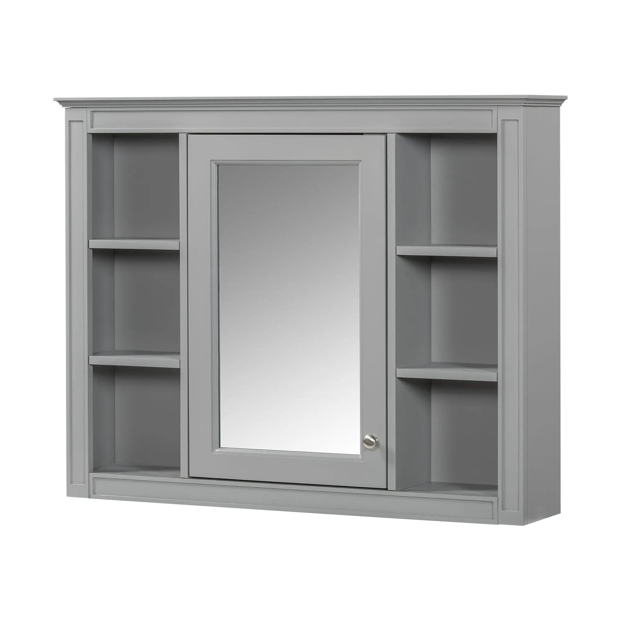 Wall Mounted Medicine Cabinet With Mirror, Storage Cabinet Featuring 6 Open Shelves And Adjustable Interior by HouseOfZazla