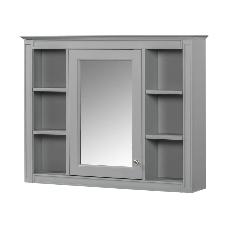 Wall Mounted Medicine Cabinet With Mirror, Storage Cabinet Featuring 6 Open Shelves And Adjustable Interior by HouseOfZazla