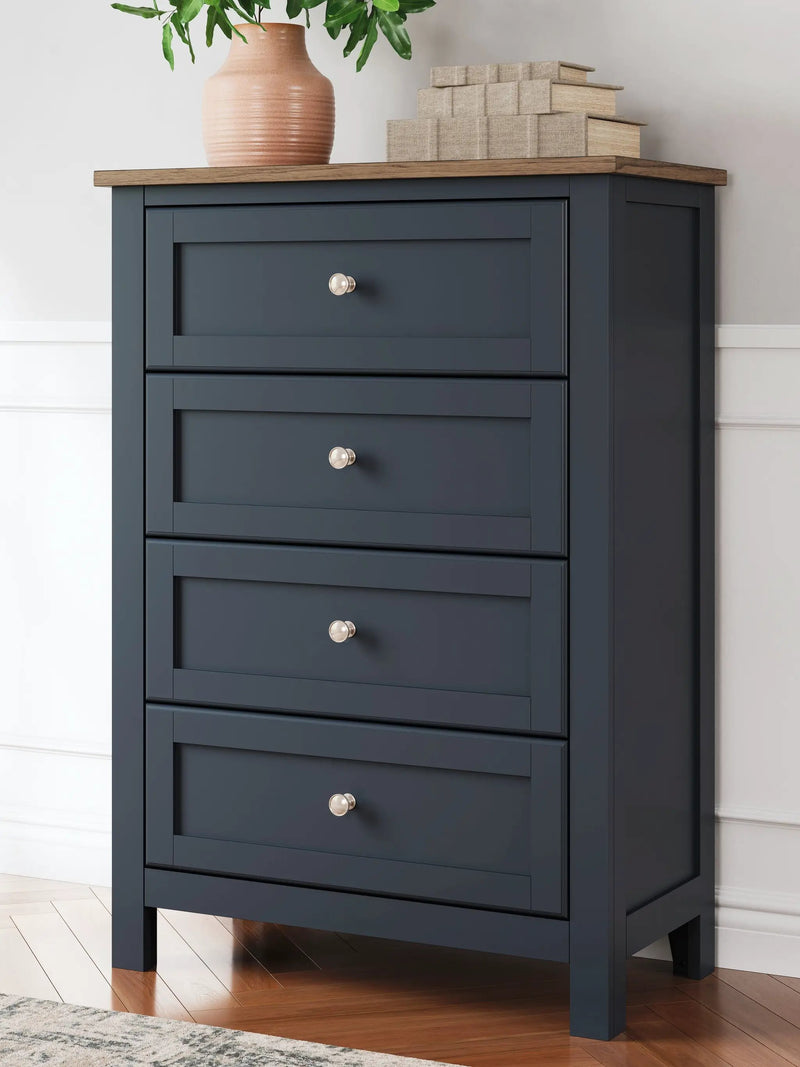 Landocken - Four Drawer Chest - Brown / Blue by Unique Piece Furniture