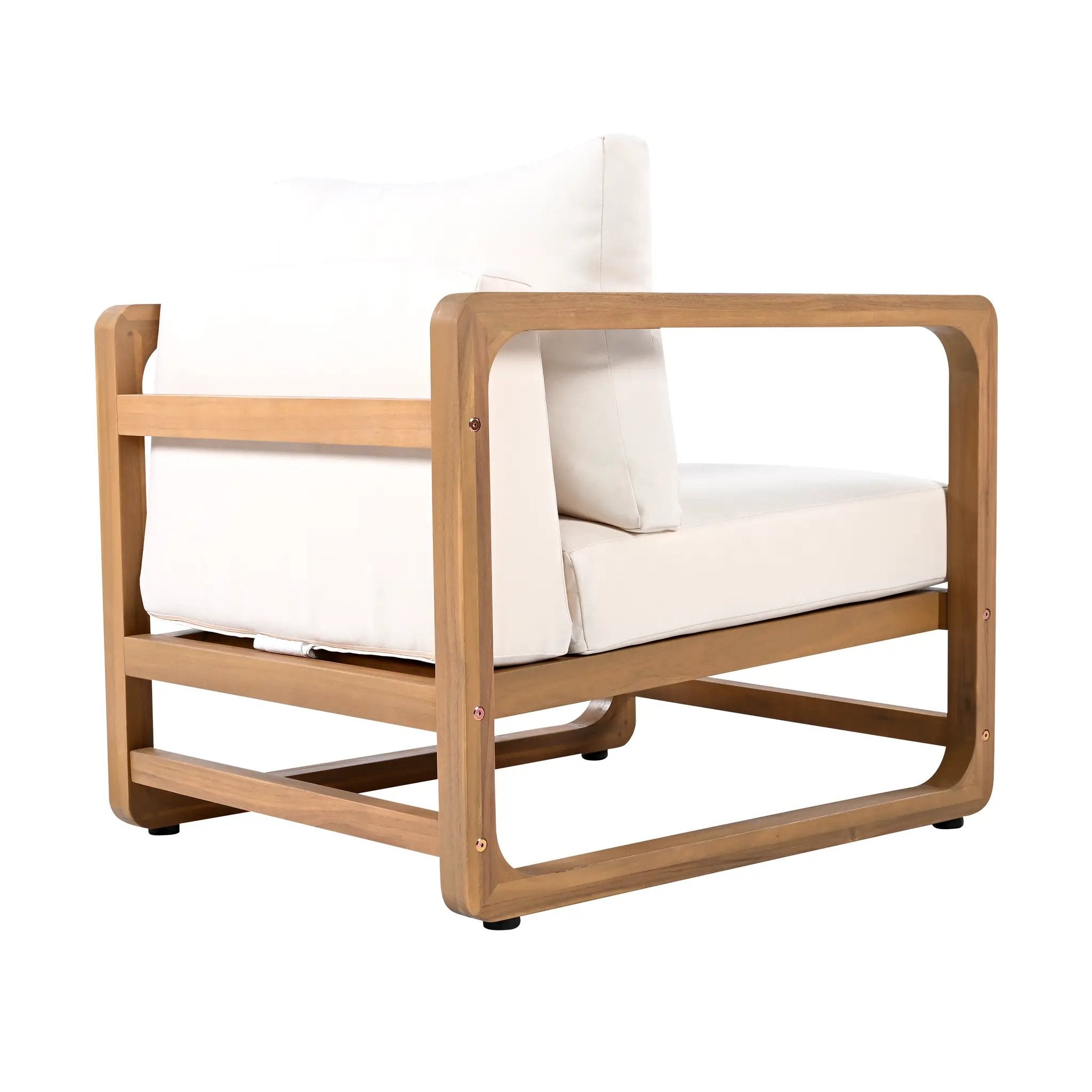 Acacia Wood Outdoor Set: 2 Club Chairs + Rustic Slat Side Table by HouseOfZazla