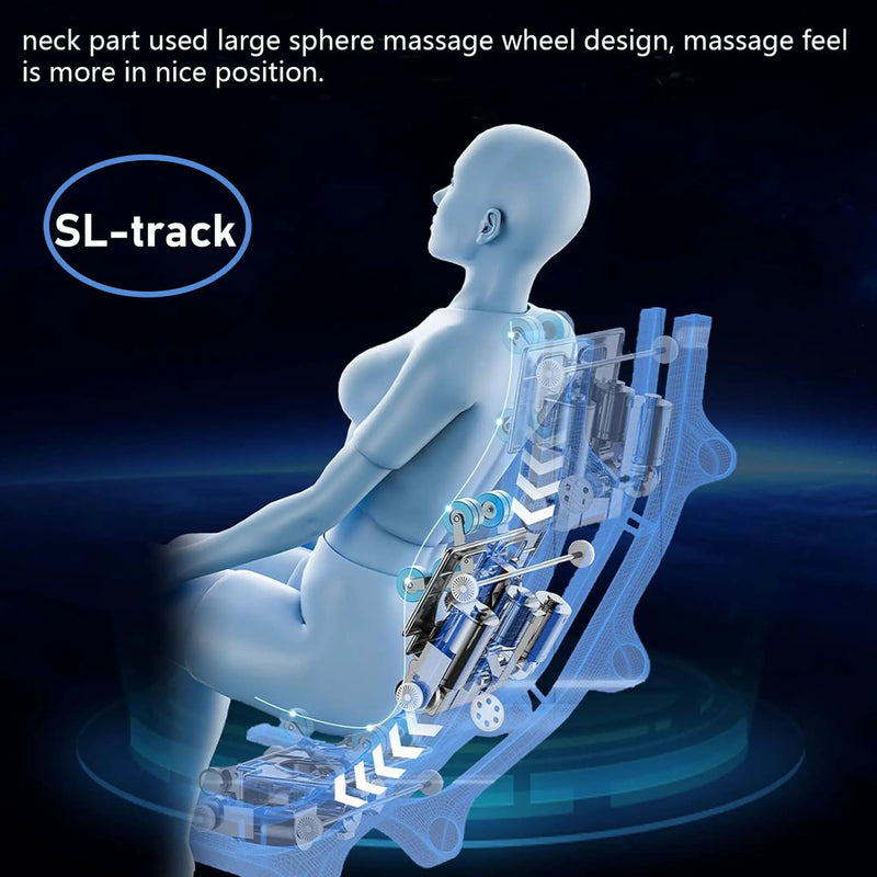 SL Type Pulley Guide, 2D Motor-Massage Manipulator-Space Saver Design, Track Sliding Zero Gravity Multifunction Massage Chair - Black by HouseOfZazla