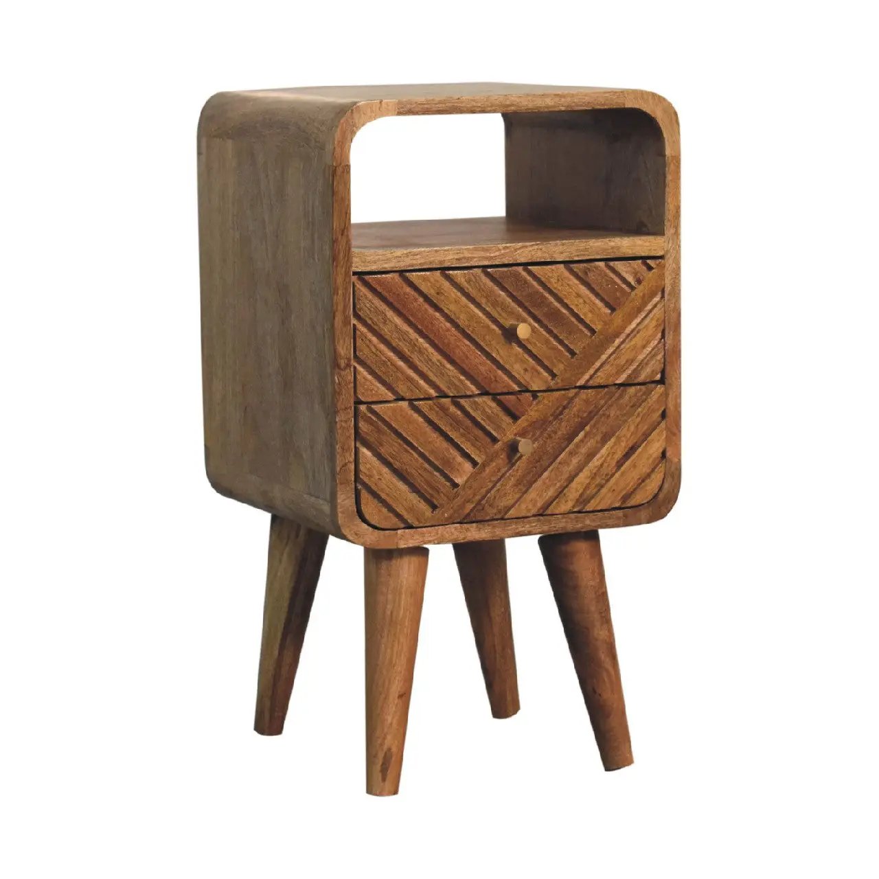 Solid Wood Mini Lille Curved Nightstand by HouseOfZazla