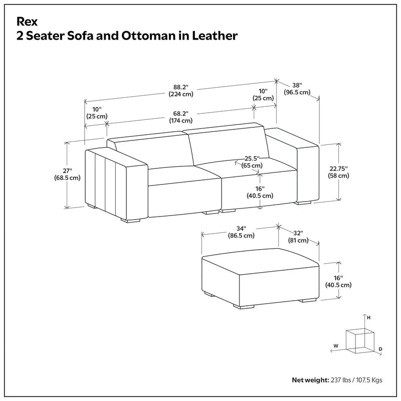 Rex - Handcrafted Sectional Sofa And Ottoman by Unique Piece Furniture