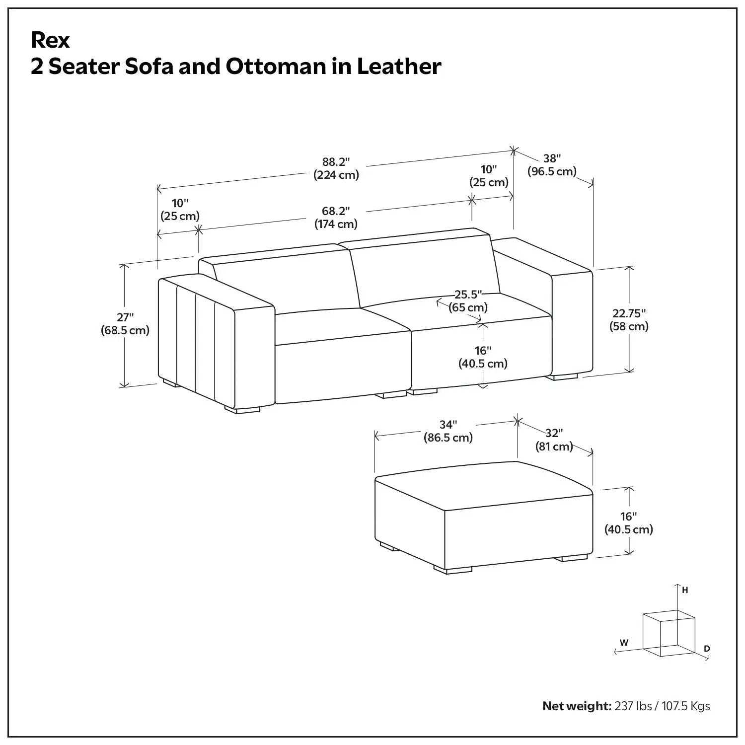 Rex - Handcrafted Sectional Sofa And Ottoman by HouseOfZazla