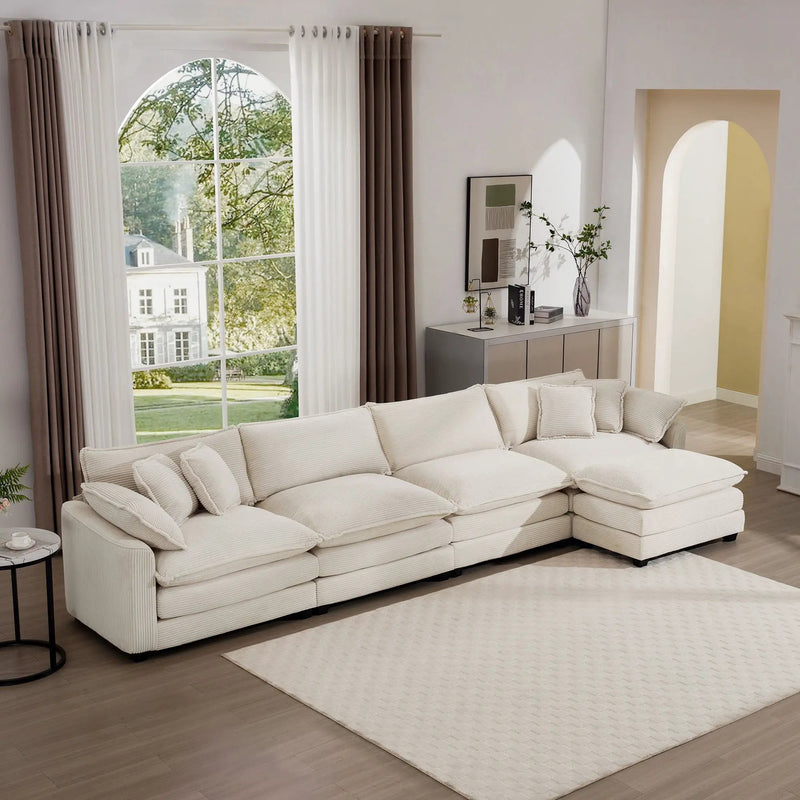 Modern Oversized Modular Cushion Sofa With Ottoman, Low Back, Deep Seating Sofa Set by HouseOfZazla