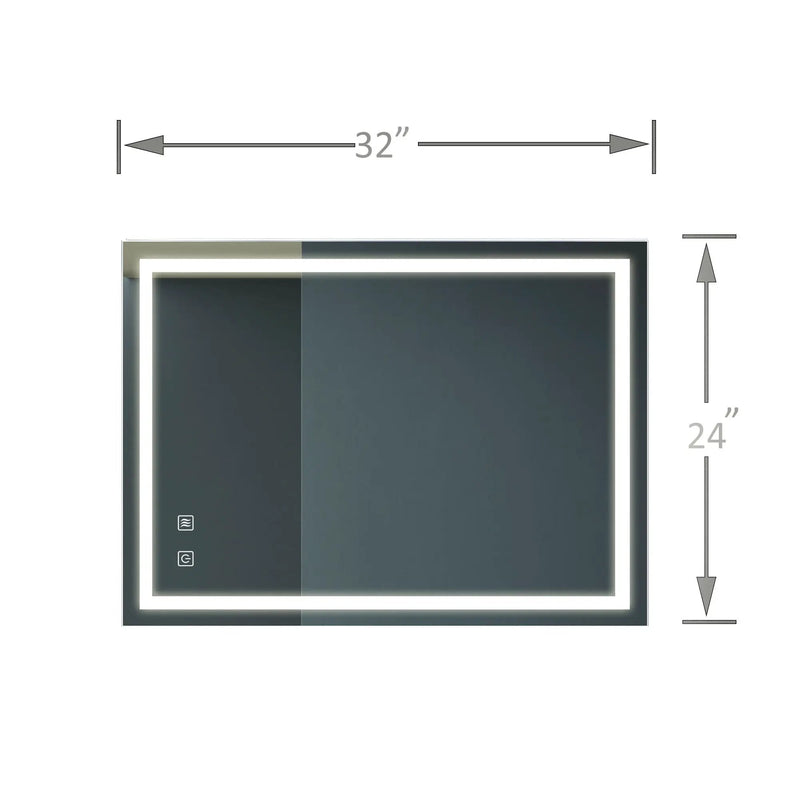 Bathroom Vanity Rectangle Mirror With Front Lighting, Anti Fog, Dimmable, Smart Memory Function by Unique Piece Furniture