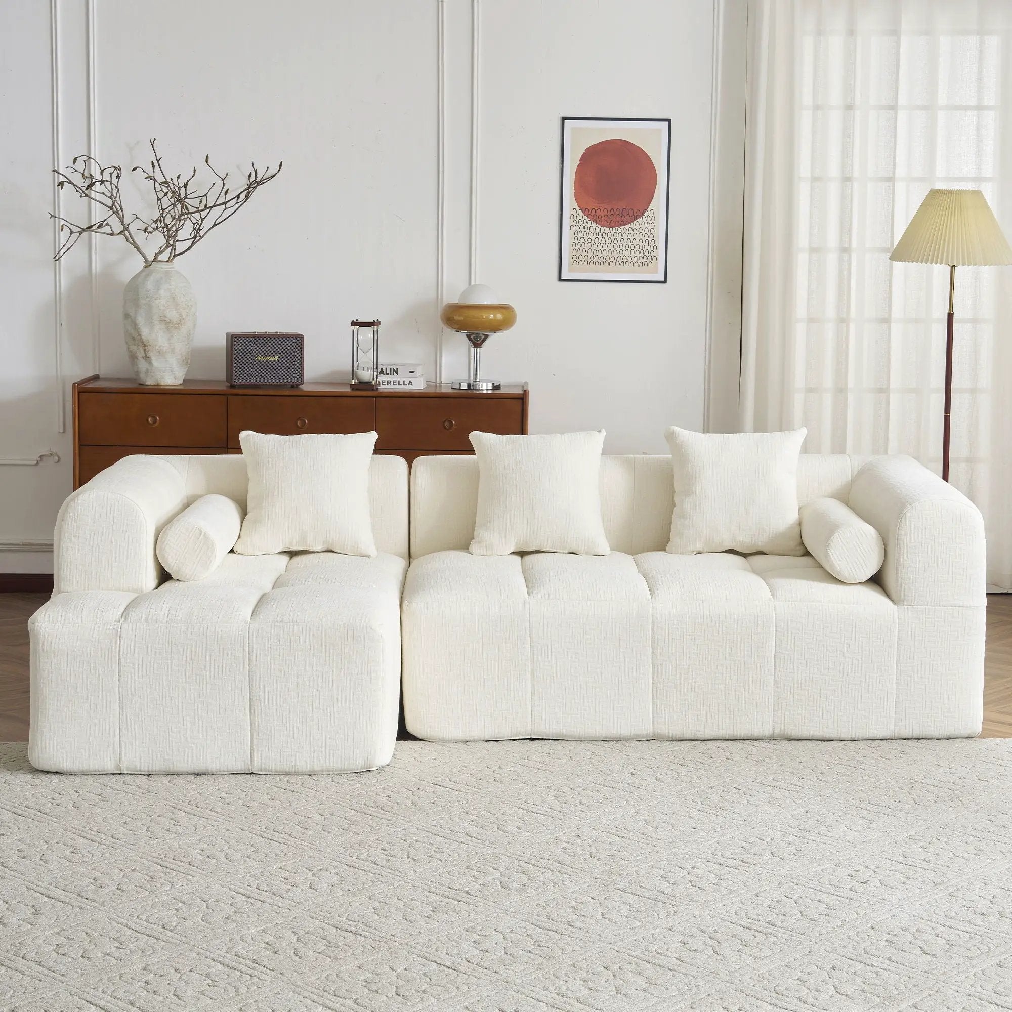Sectional Free Combined Sofa With 2 Side Pockets by HouseOfZazla