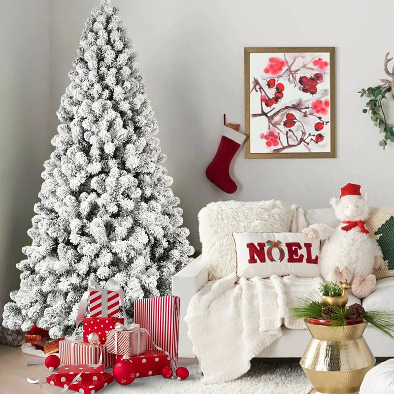 9-Foot Pre-Lit Snow-Flocked Christmas Tree by HouseOfZazla