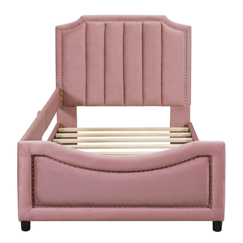 Upholstered Daybed With Classic Stripe Shaped Headboard by Unique Piece Furniture
