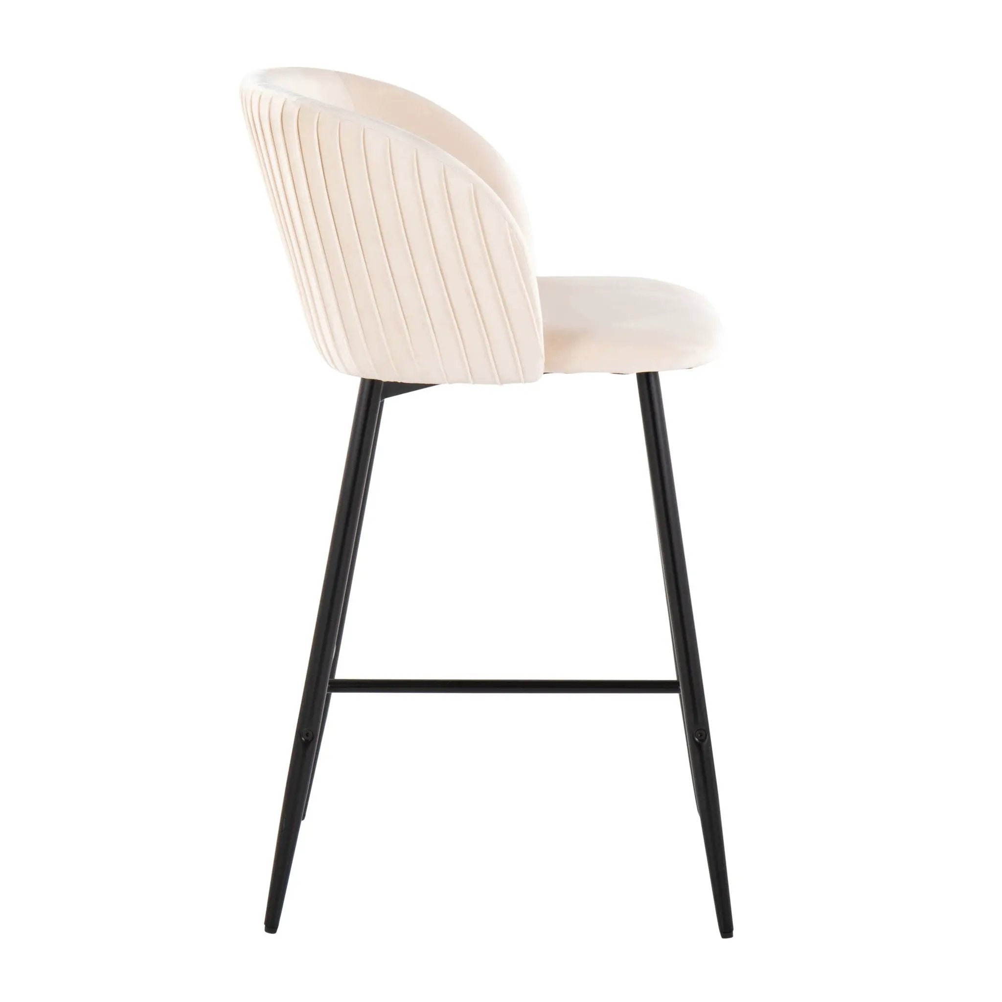 Fran - Pleated Waves Contemporary, Fixed Height Counter Stool (Set of 2) by HouseOfZazla