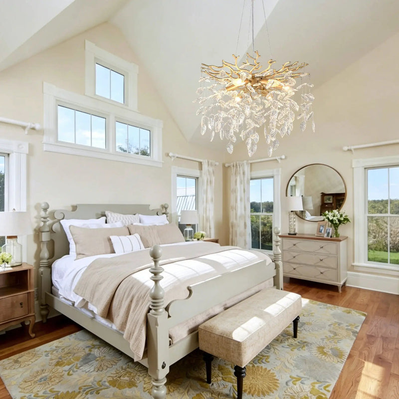6-Light Chandelier Crystal Ceiling Lamp - Gold Finish by HouseOfZazla