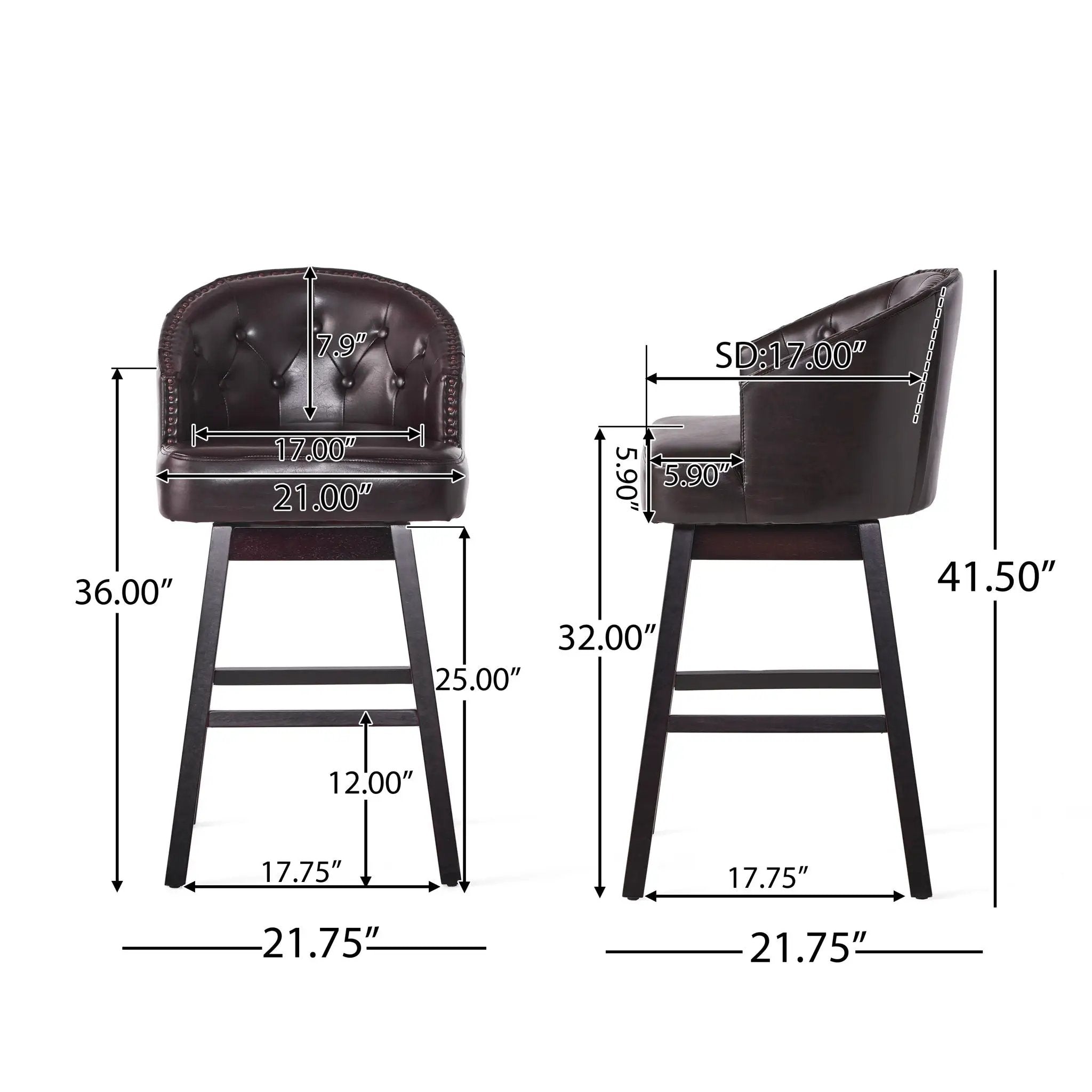 360 Degree Swivel Bar Stool With Stunning Nailhead Trim (Set of 2) by HouseOfZazla
