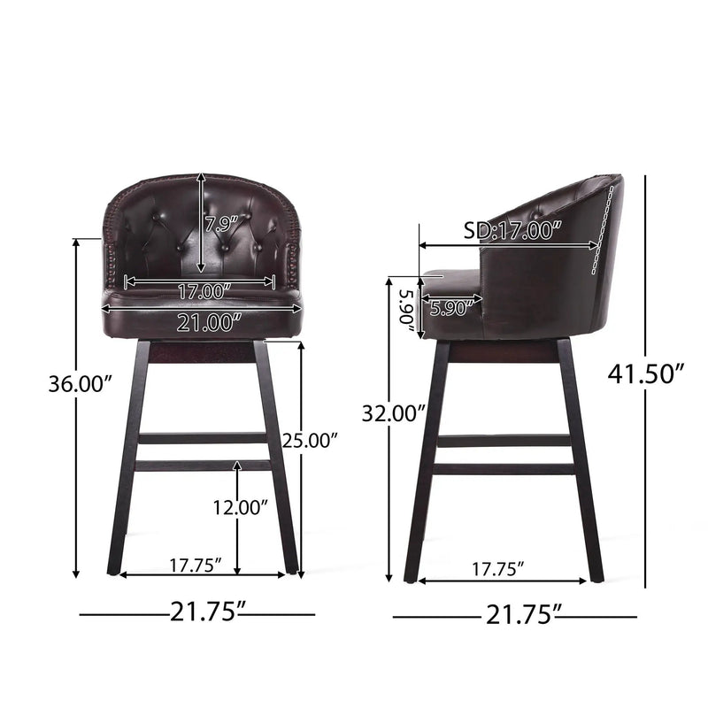 360 Degree Swivel Bar Stool With Stunning Nailhead Trim (Set of 2) by HouseOfZazla