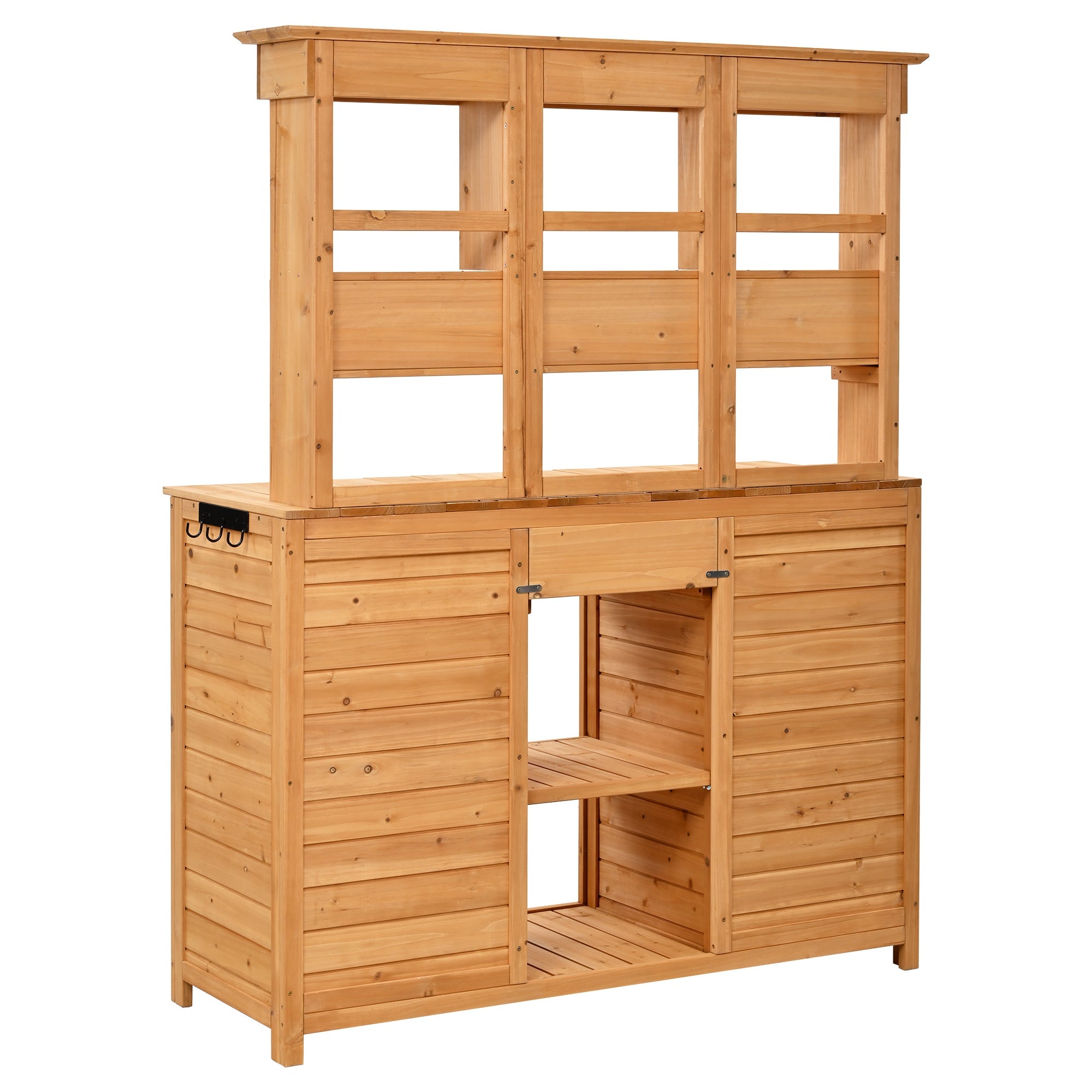 TOPMAX 65.7'' Tall Garden Potting Bench Table with Hutch by HouseOfZazla