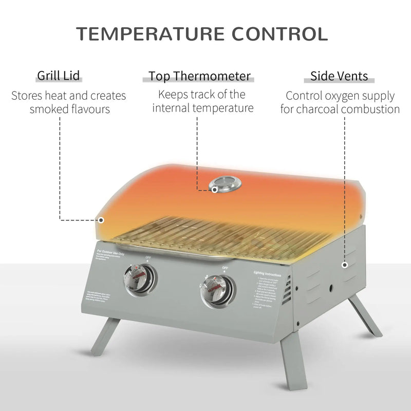 Outsunny 2 Burner Propane Gas Grill Outdoor Portable Tabletop BBQ by HouseOfZazla