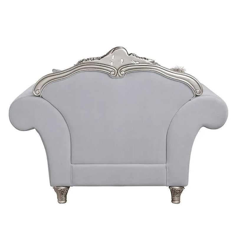Pelumi - Chair With 3 Pillows - Light Gray Linen & Platinum by Unique Piece Furniture