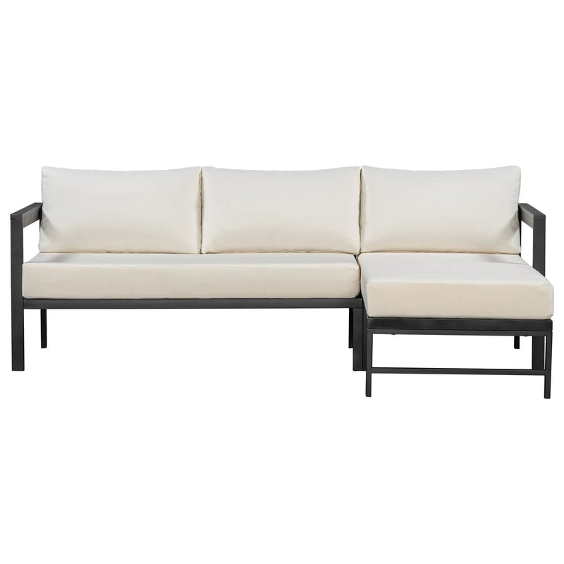 U_style Outdoor L-Shaped Sofa with Iron Frame and Ultra-Thick Cushions by HouseOfZazla