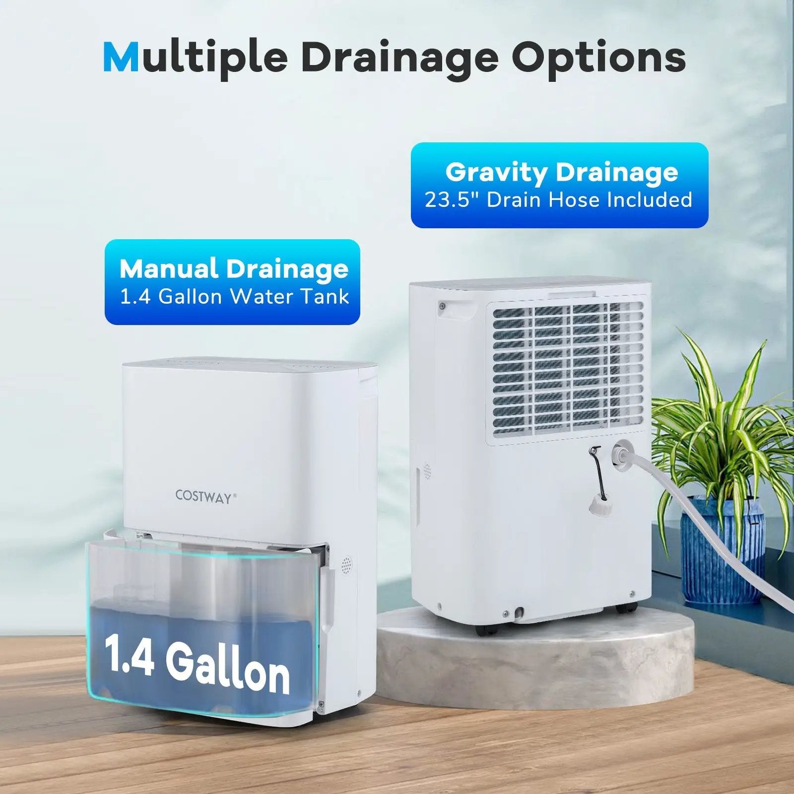 65 Pints Dehumidifier with 24H Timer and LED Display-White by DirectDeals