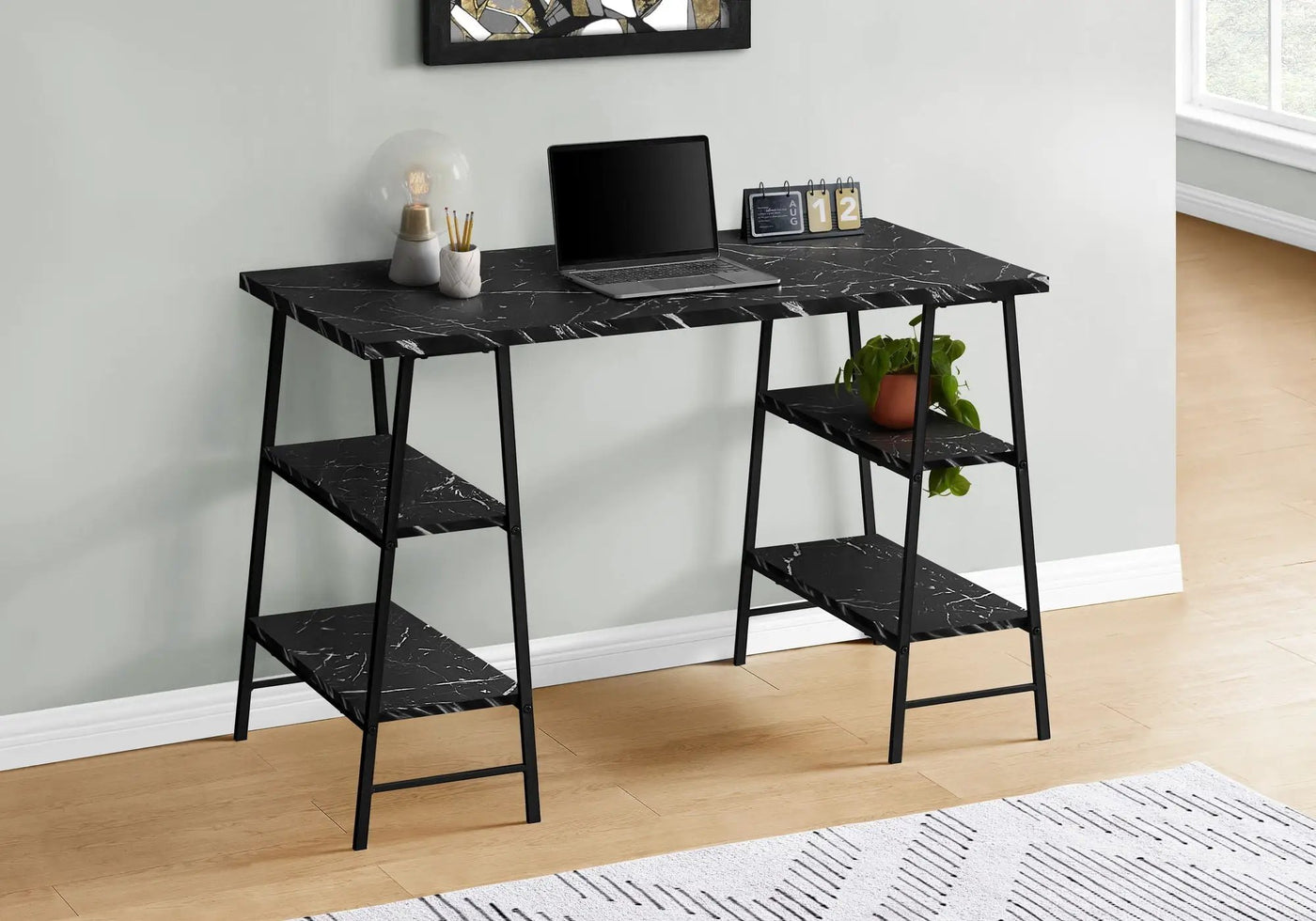 Computer Desk for Home Office with Storage Shelves by HouseOfZazla