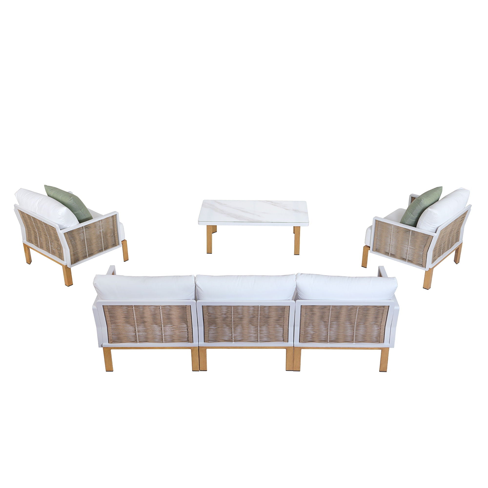 Vine - 4 Piece Outdoor Conversation Set - White by HouseOfZazla