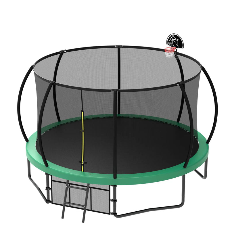 12' Recreational Kids Trampoline With Safety Enclosure Net & Ladder, Outdoor Recreational Trampolines by HouseOfZazla