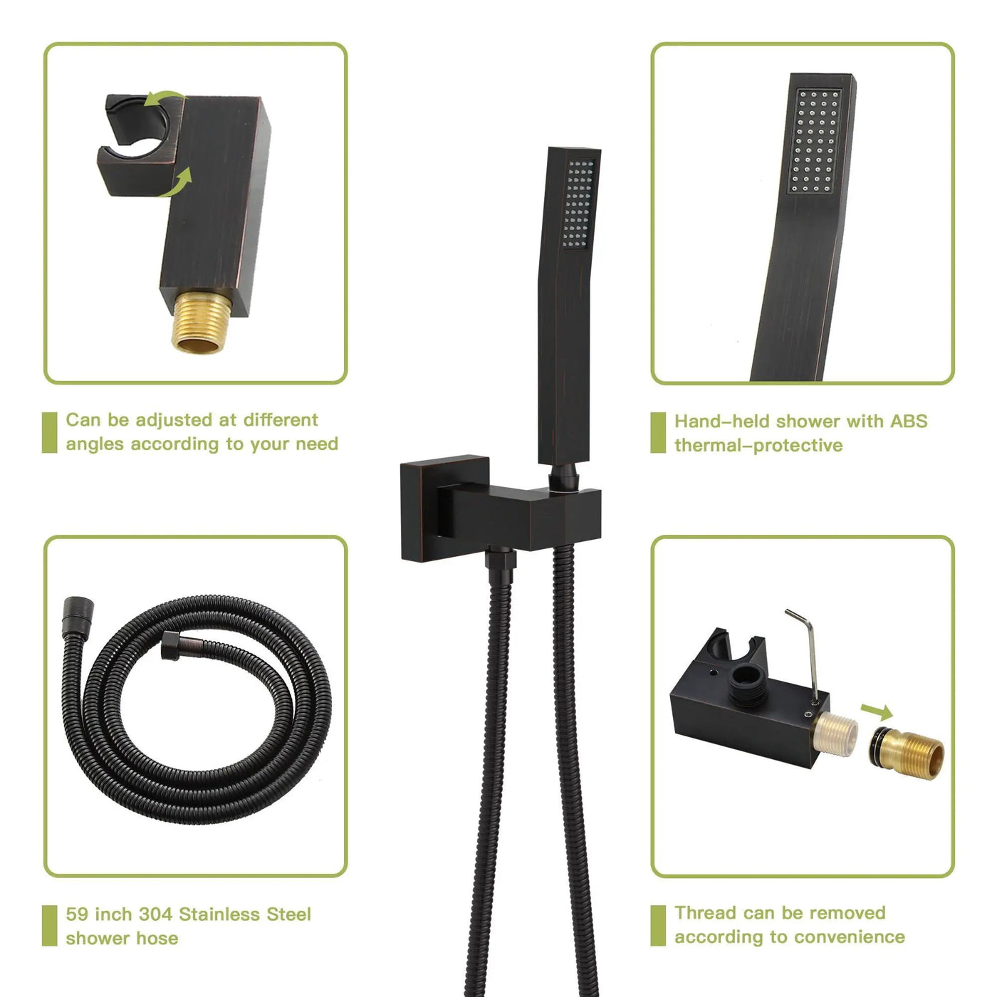 Dual Shower Head 10" Wall Mounted Square Shower System by HouseOfZazla