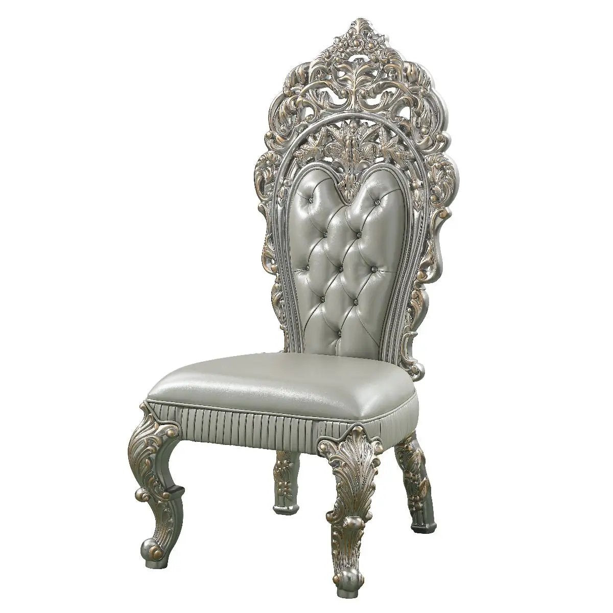 Sandoval - Side Chair (Set of 2) - Beige Synthetic Leather & Champagne by Unique Piece Furniture