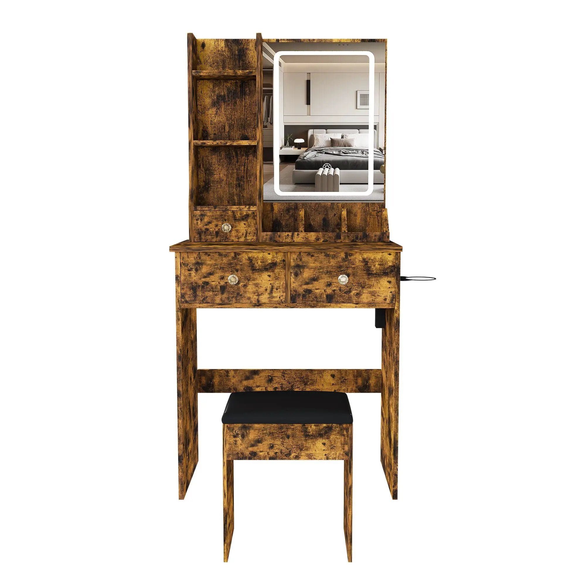 Modern Small Vanity Desk With 3 LED Lighting Modes, 3 Drawers by Unique Piece Furniture