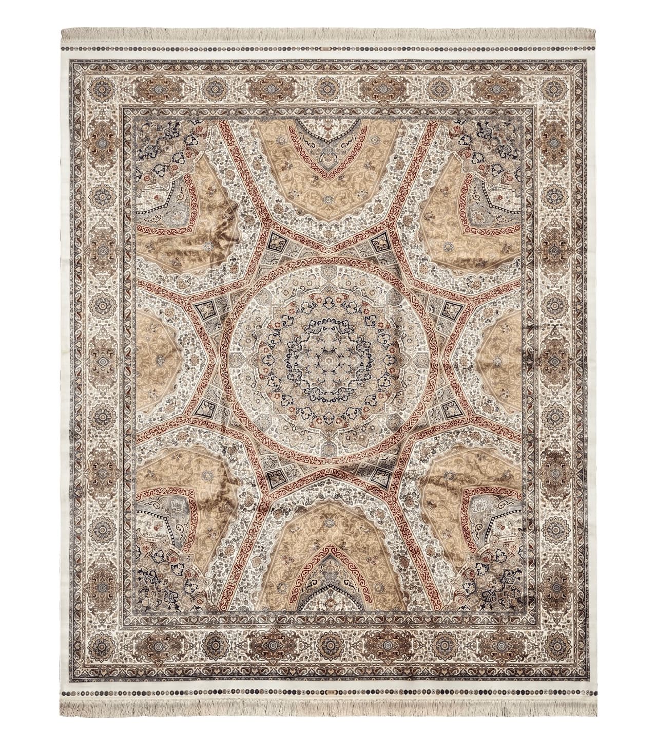 Turkish Silk Rug 8x10, Dome Design, Hereke Carpet, Bamboo Silk, New by Jewel Rugs