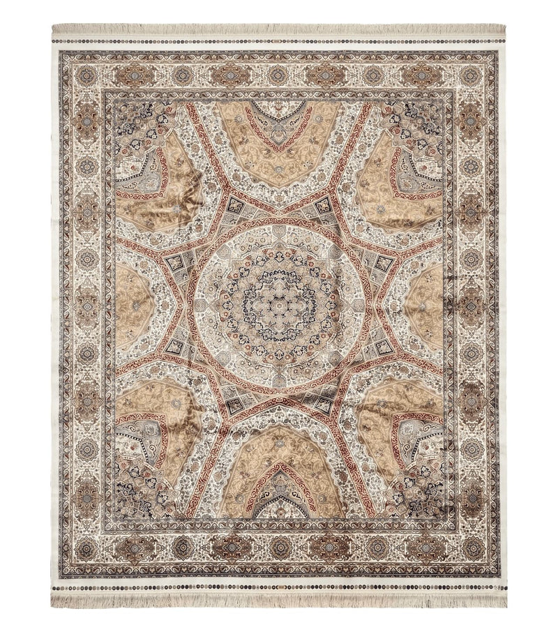 Turkish Silk Rug 8x10, Dome Design, Hereke Carpet, Bamboo Silk, New by Jewel Rugs