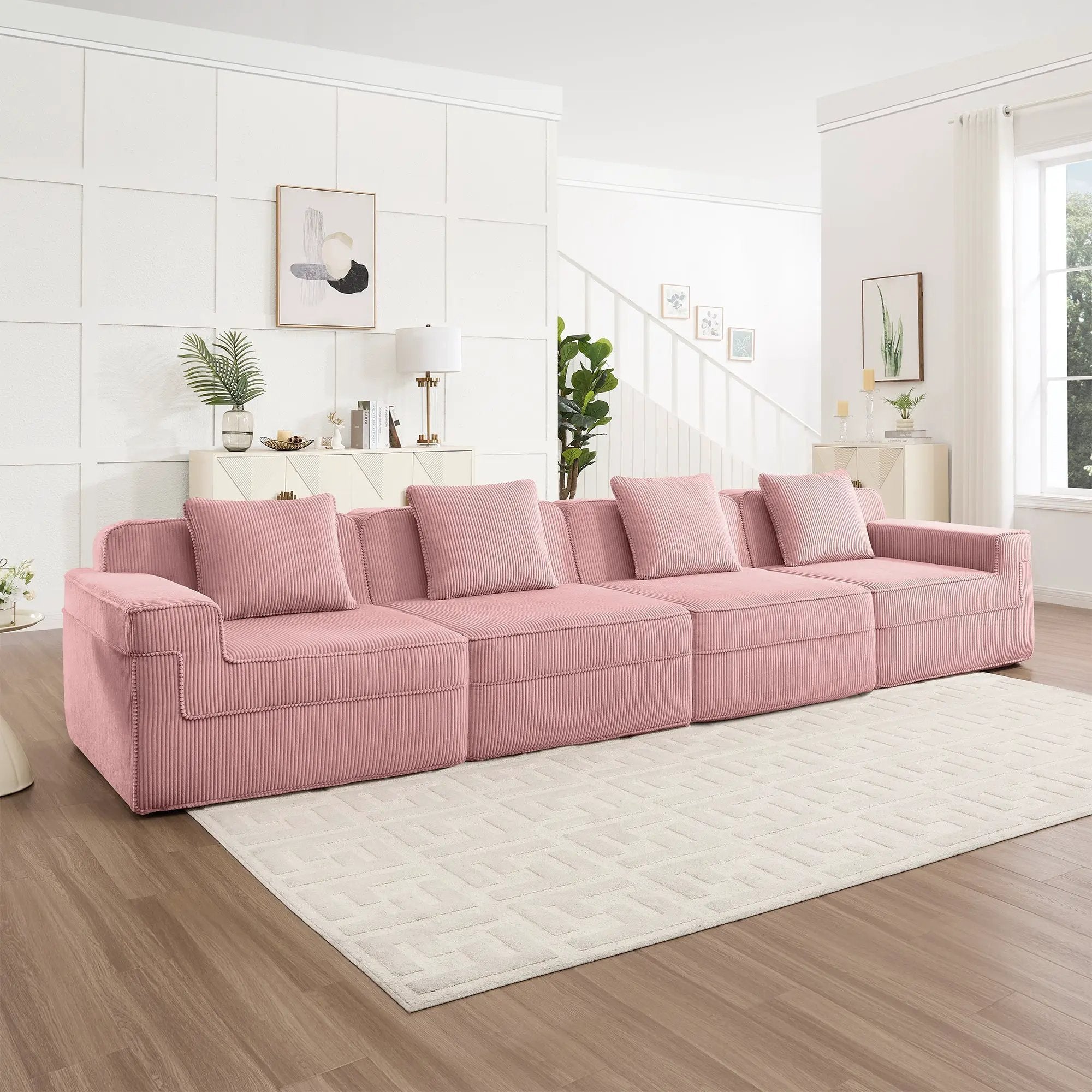 Modular 4 Seat Boneless Sofa, Cloud Sectional Couch by HouseOfZazla