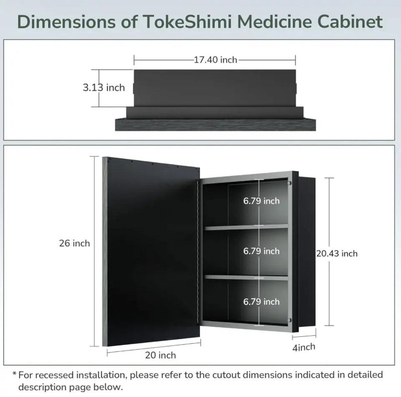 TokeShimi 20x26 Recessed Medicine Cabinet Bathroom Vanity Mirror Gold Metal Framed Surface Wall Mounted with Aluminum Alloy Beveled Edges Design 1 Doo by Selzalot