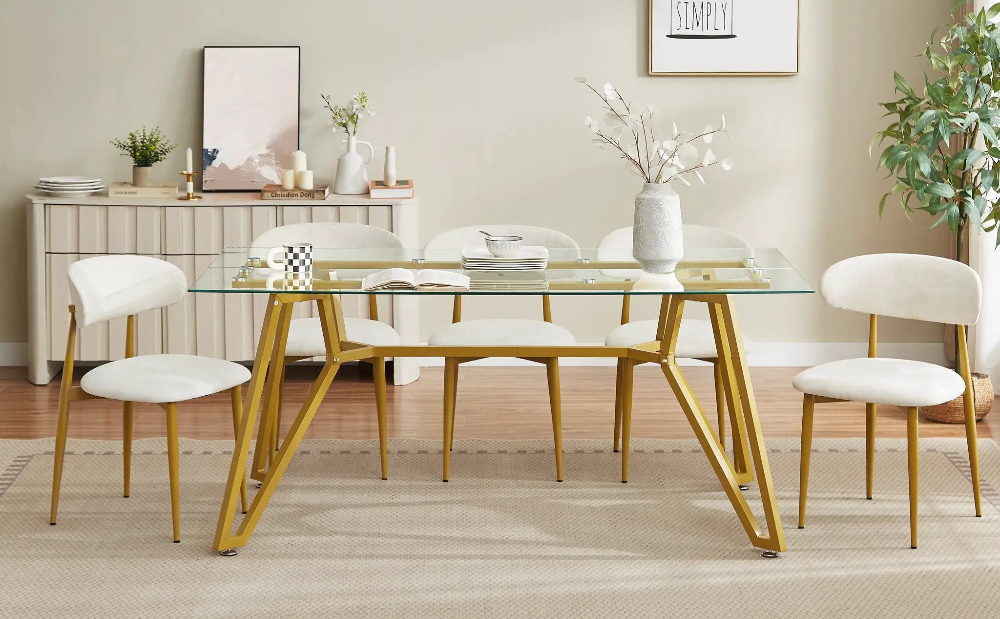 70.9-Inch Rectangular Glass Dining Table by HouseOfZazla
