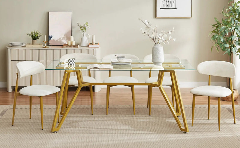 70.9-Inch Rectangular Glass Dining Table by HouseOfZazla
