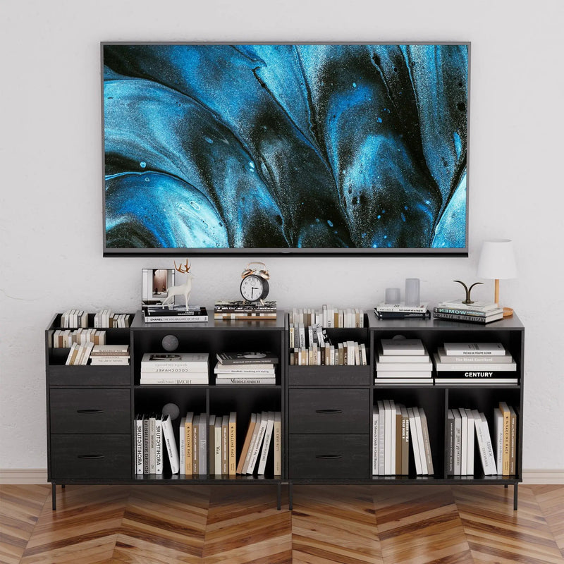 Grain Record Player Stand, Media Console With Speaker Shelf & 2 Drawers by Unique Piece Furniture