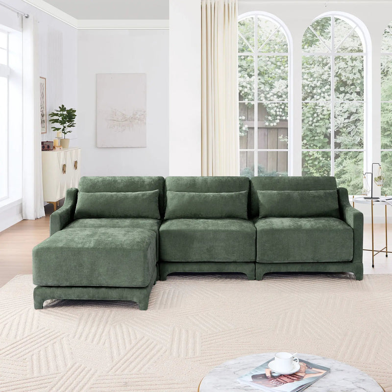 Stylish Sofa With Ottoman And Lumbar Pillows, Ergonomic Design by HouseOfZazla