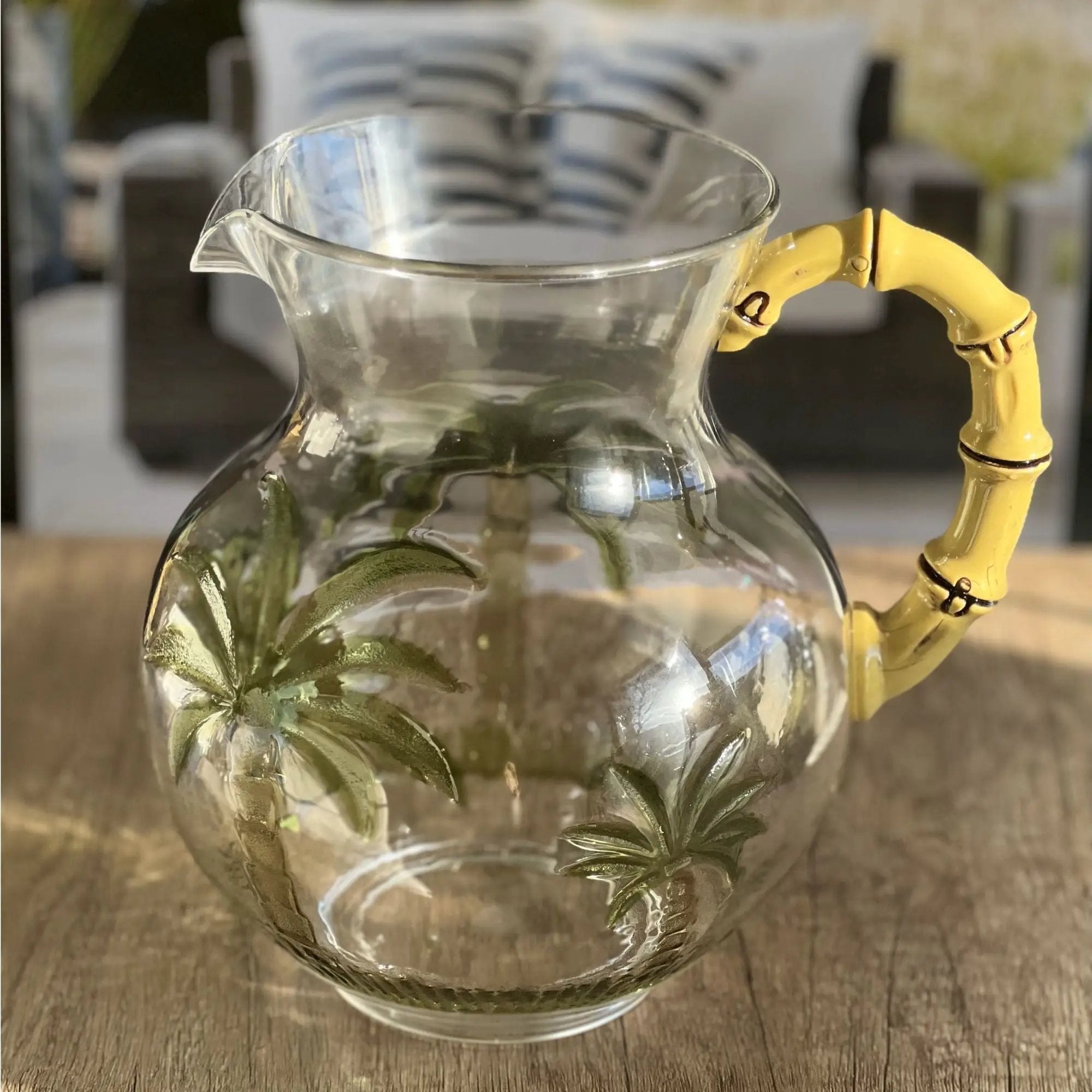 Palm Tree Design 3 Quarts Unbreakable Plastic Water Pitcher With Lid And Spout, Bpa Free - Clear by HouseOfZazla