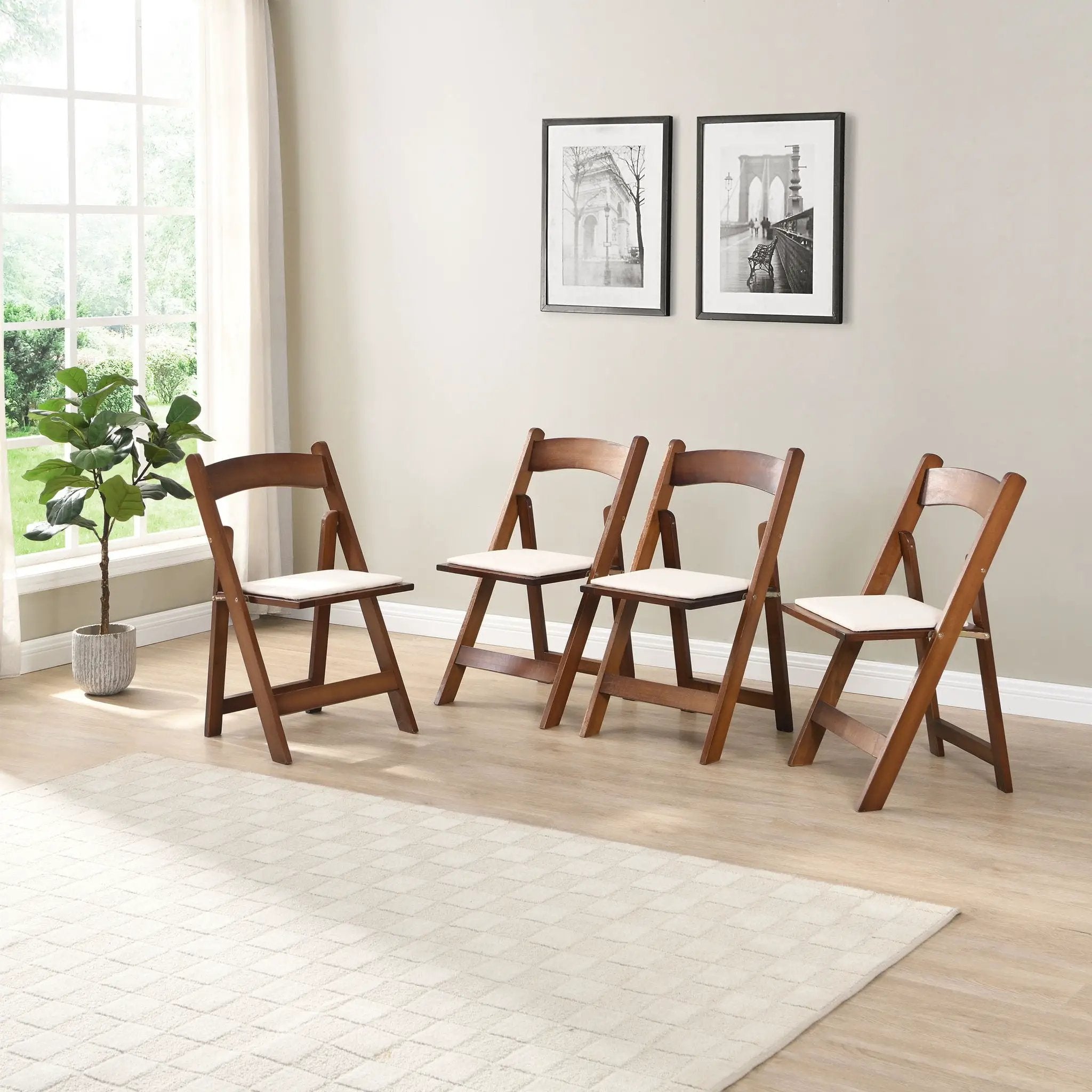 Solid Wood Upholstered Folding Chair Set, Dining Room (Set of 4) by Unique Piece Furniture