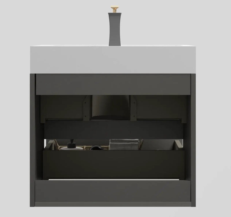Alice - Bathroom Vanity With Sink, Large Storage Wall Mounted Floating Bathroom Vanity For Modern Bathroom, One-Piece Sink Basin Without Drain And Faucet by HouseOfZazla