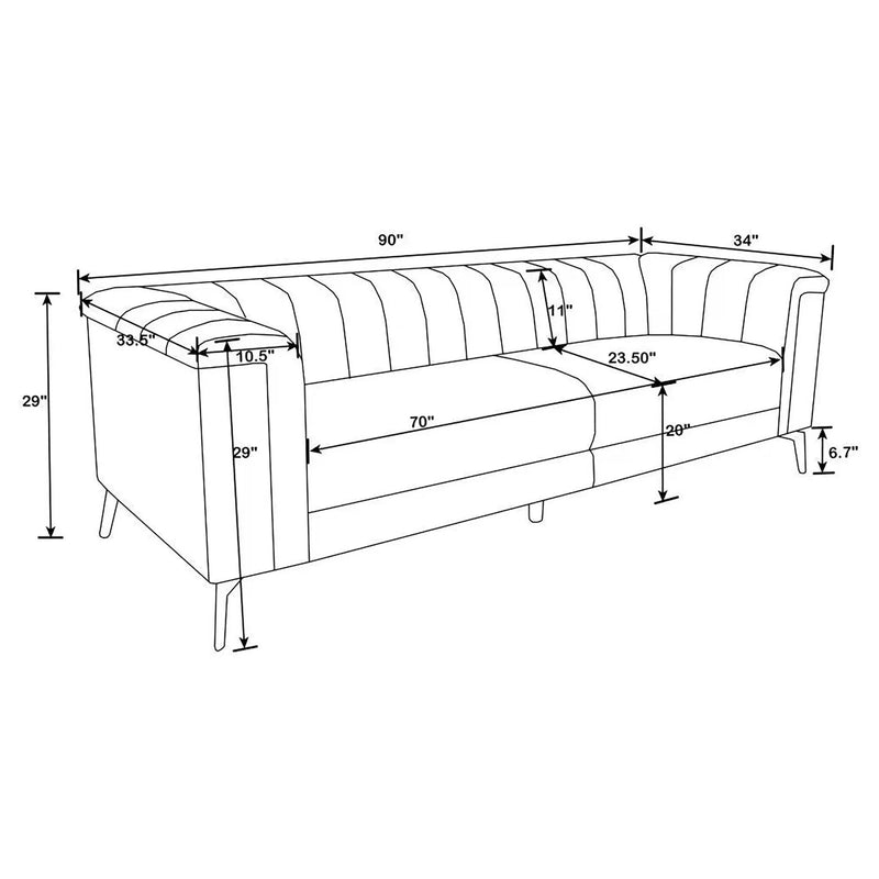 Darci - Tuxedo Arm Sofa With Tapered Legs - Blue by HouseOfZazla