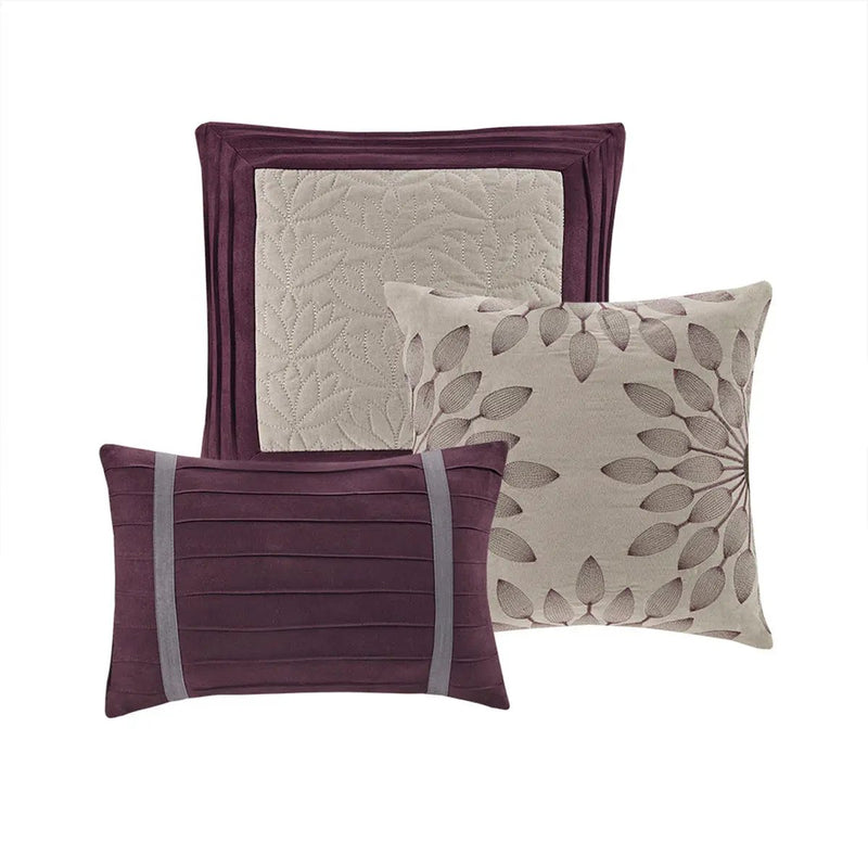 7 Piece Faux Suede Comforter Set Purple Queen by HouseOfZazla